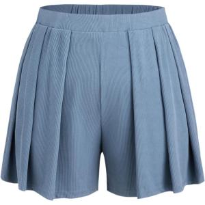 CIDER Plus Size Women Shorts Elastic Waist Wide Leg Flowy Shorts Lounge Summer Vacation Boho Casual Outfits(Blue)