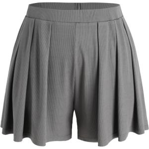 CIDER Plus Size Women Shorts Elastic Waist Wide Leg Flowy Shorts Lounge Summer Vacation Boho Casual Outfits(Grey)