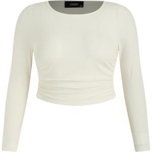 CIDER Ruched Long Sleeve Top Curve & Plus(Beige)