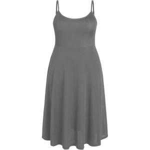 CIDER Solid Cami Maxi Dress Curve & Plus(Grey)