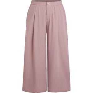 CIDER Solid High Waist Pleated Wide Leg Trousers Curve & Plus(Pink)