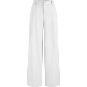 CIDER Solid Straight Leg Trousers(White)