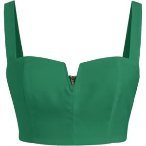 CIDER Solid V-Wire Crop Tank Top(Green)