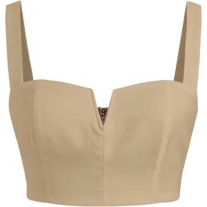 CIDER Solid V-Wire Crop Tank Top(Khaki)