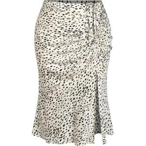 CIDER Spot Leopard Print Drawstring Split Maxi Skirt Curve & Plus(Beige)