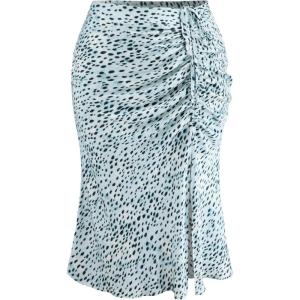 CIDER Spot Leopard Print Drawstring Split Maxi Skirt Curve & Plus(Blue)