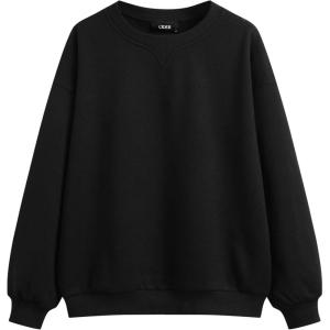 CIDER Terry Round Neckline Solid Sweatshirt(Black)