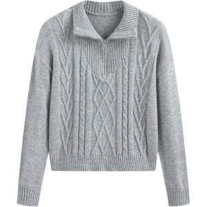 CIDER Weave Knit Zipped Sweatshirt(Grey)