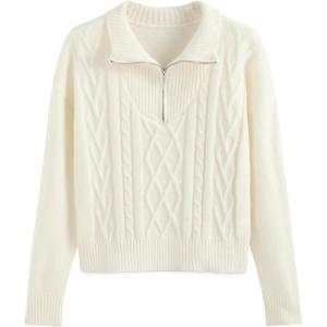 CIDER Weave Knit Zipped Sweatshirt(Ivory)