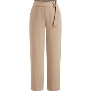 CIDER Women Straight Leg Pants Slacks Business Casual Outfits with Pockets(Tan)