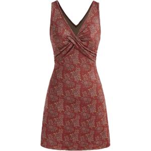 CIDER Women Summer Floral Dress V Neck Sleeveless Mini Dresses Casual Cute Short Sundress(Carmine)