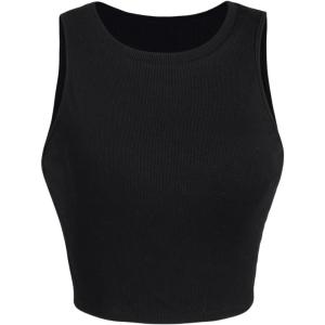 CIDER Women Tank Tops High Neck Sleeveless Going Out Cute Crop Top Trendy Basic Fitted Shirts(Black)