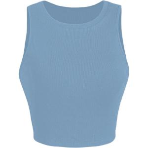 CIDER Women Tank Tops High Neck Sleeveless Going Out Cute Crop Top Trendy Basic Fitted Shirts(Blue)