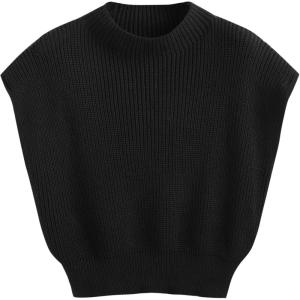 CIDER Women’s Casual Sleeveless Knit Vest Sweater Pullover Stylish and Comfortable Plus Size(Black)