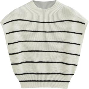 CIDER Women’s Casual Sleeveless Knit Vest Sweater Pullover Stylish and Comfortable Plus Size(Cream)