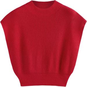 CIDER Women’s Casual Sleeveless Knit Vest Sweater Pullover Stylish and Comfortable Plus Size(Red)