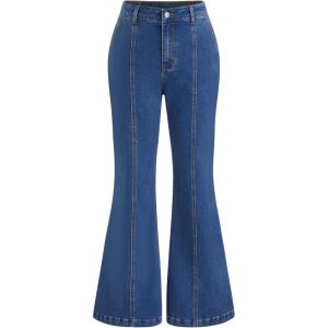 CIDER Womens Denim Flare Jeans High Waist Bell Bottom Jeans Casual Going Out Trouser(Denim)