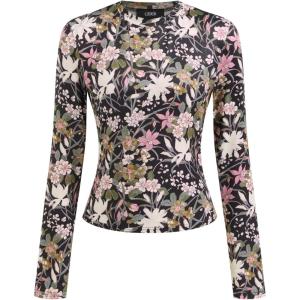 CIDER Women’s Floral Knitted Long Sleeve Mock Neck Going Out Slim Fit Tops Fall Outfits Trendy Clothes(Black & Pink)