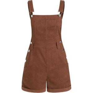 CIDER Women’s Solid Corduroy Pinafore Playsuit(Brown)