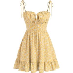 CIDER Womens Summer Dresses Floral Spaghetti Strap Cute Vacation Sundress Dress Boho Casual Outfits(Ginger)