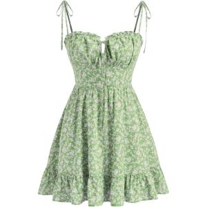 CIDER Womens Summer Dresses Floral Spaghetti Strap Cute Vacation Sundress Dress Boho Casual Outfits(Green)