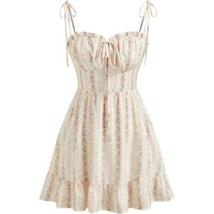 CIDER Womens Summer Dresses Floral Spaghetti Strap Cute Vacation Sundress Dress Boho Casual Outfits(Pink)