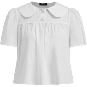CIDER Women’s Summer Tops Short Sleeve Cute Cotton Blouse(White)