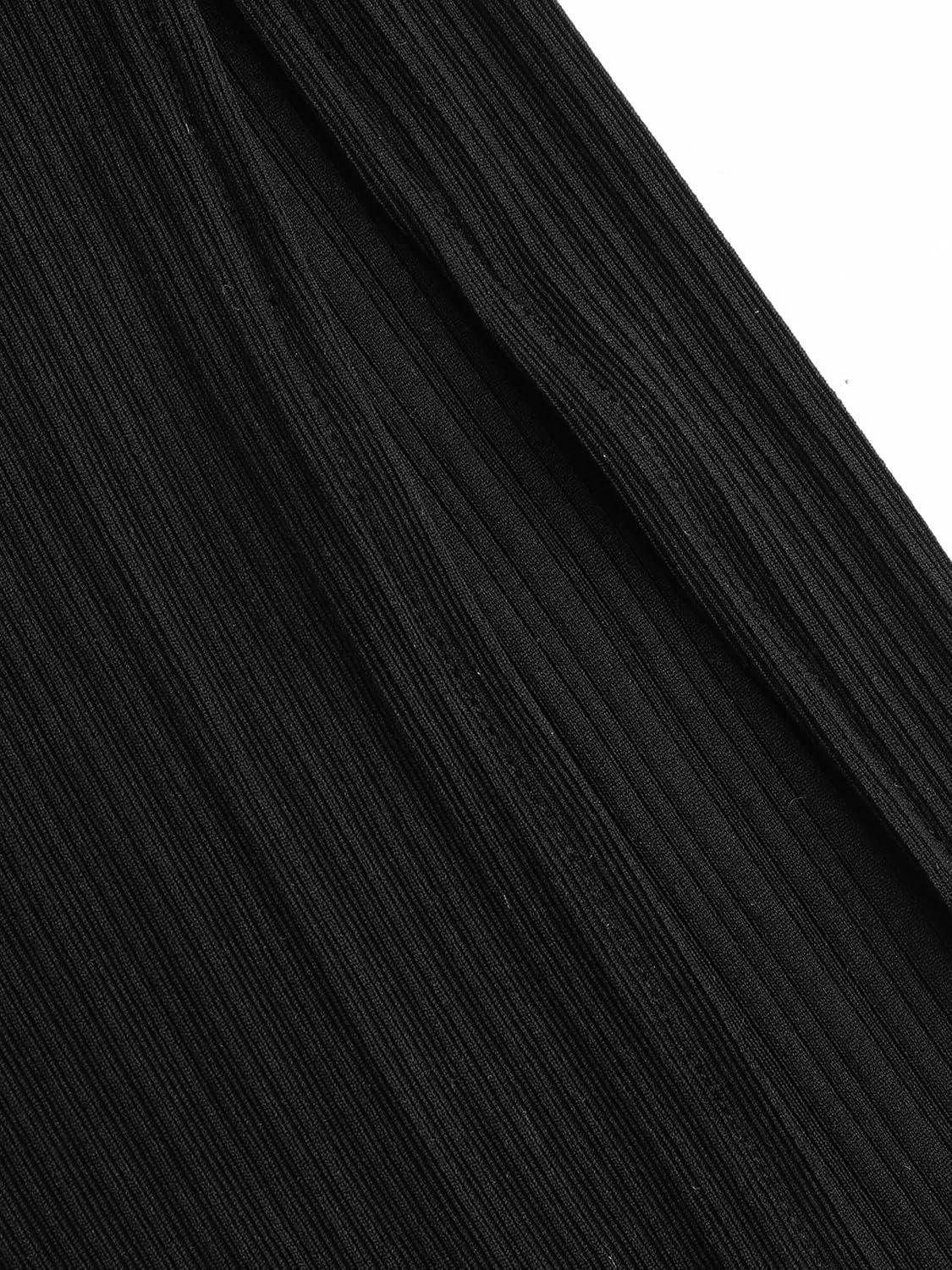 imageCIDER Bodycon Dress Midi Dress Sleeveless Dress Crew Neck Knit Fabric Slim Fit Tank DressesBlack