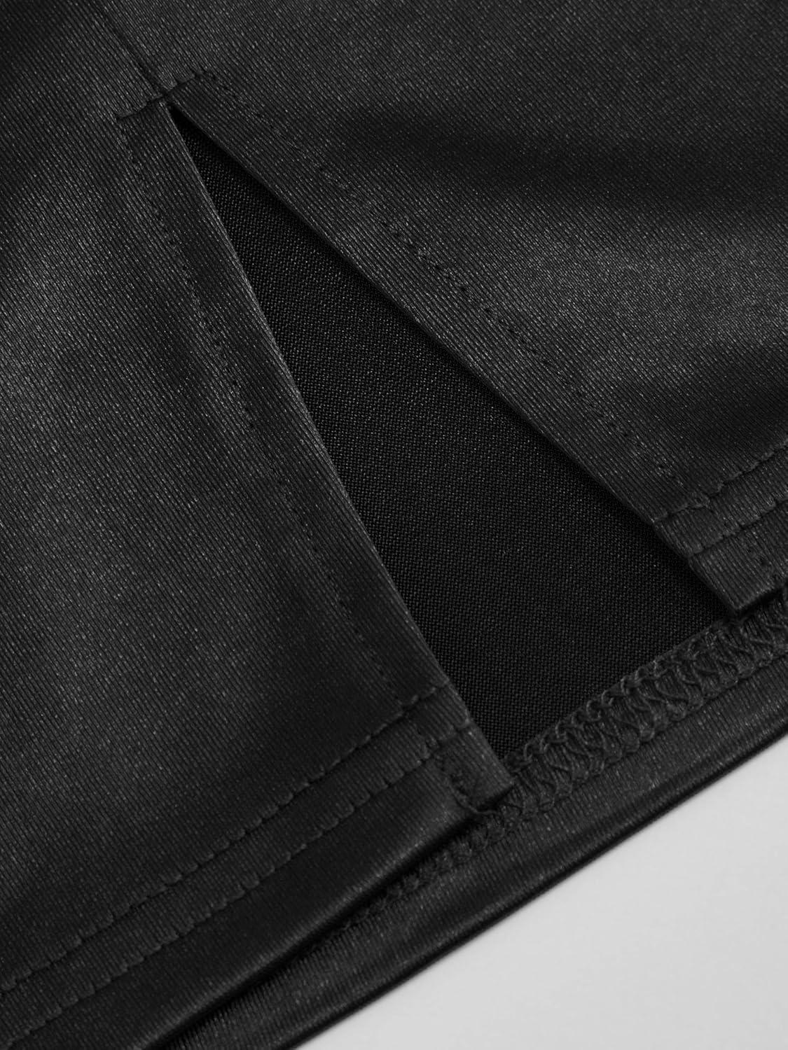 imageCIDER Womens Dress Sleeveless V Neck Split Hem Spaghetti Strap Party Club Summer MIni DressesBlack