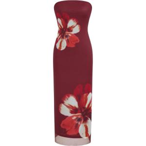 CIDER Women’s Strapless Floral Maxi Dress Tube Bodycon Dresses Holiday Party Dress Summer Dresses Trendy 2025(Wine)