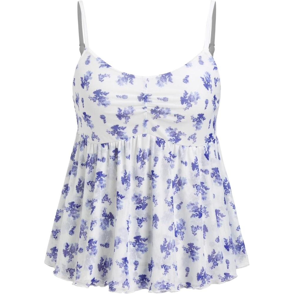 imageCIDER Womens Floral Print Tank Top Casual Sleeveless Summer TopBlue