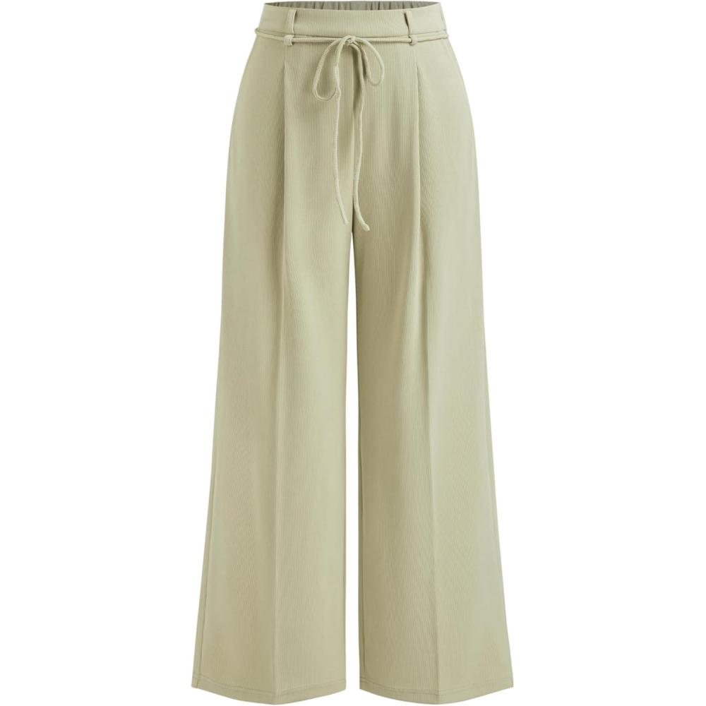 imageCIDER Womens Straight Leg Pants Slacks Business Casual Pants with PocketsGreen
