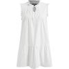 imageCIDER Knotted Sleeveless White Mini Dress Ruffle Trim Tie Neck Tiered Casual SummerWhite