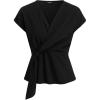 imageCIDER Womens Wrap Front Tie Tops Elegant Casual Blouse for SummerBlack