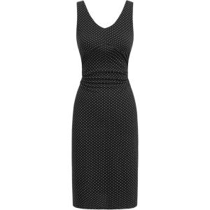 CIDER Polka Dot Bodycon Cocktail Dresses Sleeveless V Neck Midi Dress(Black)