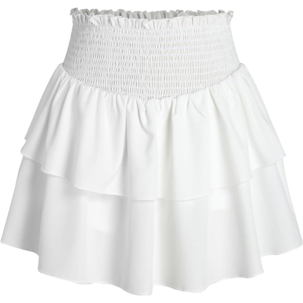 imageCIDER Shirred Ruffle Tiered SkortWhite