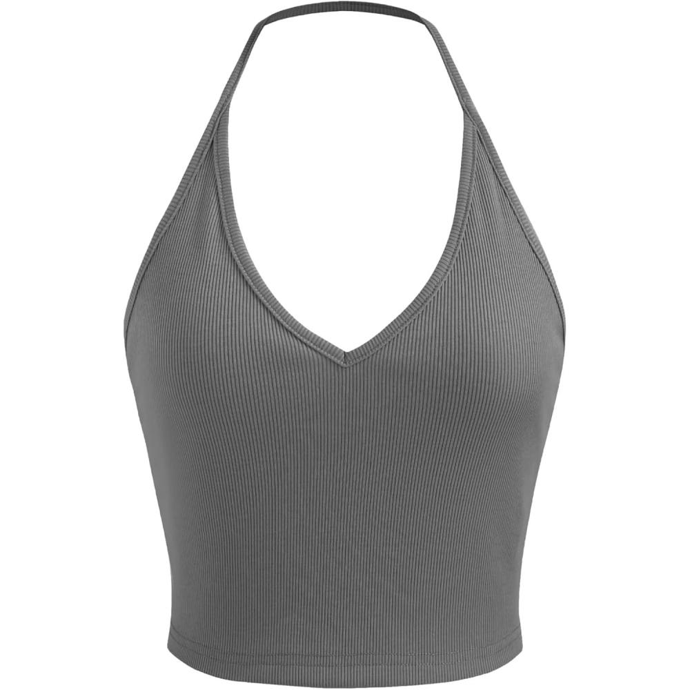 imageCIDER Solid Halter Crop TopGrey
