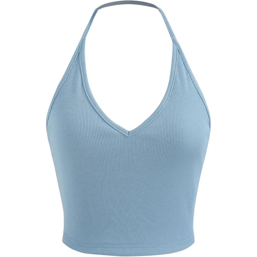 imageCIDER Solid Halter Crop TopSky Blue