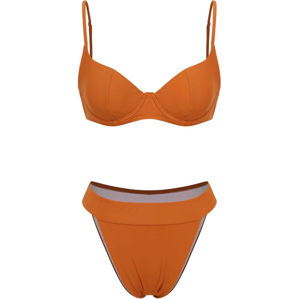imageCIDER Solid VNeck Underwire Bikini SetOrange