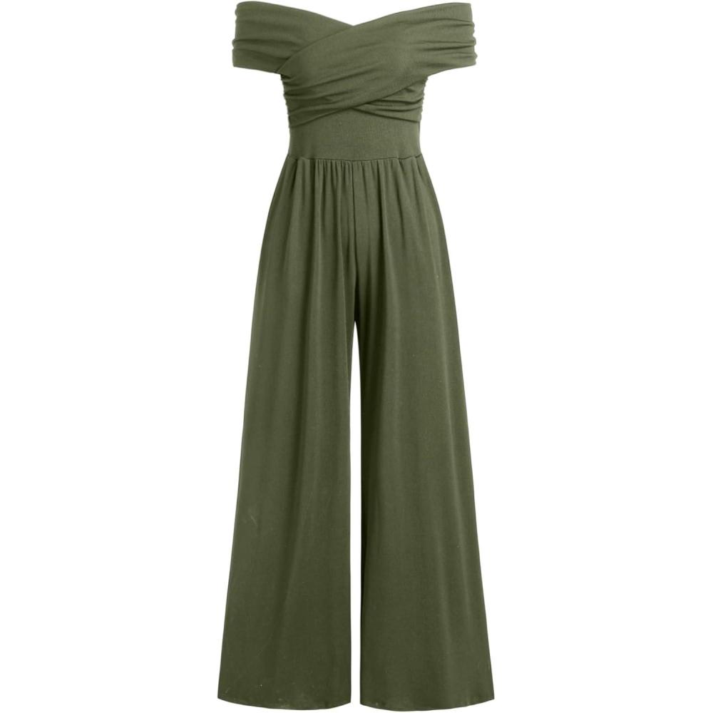 imageCIDER Womens Offshoulder Criss Cross JumpsuitOlive Green