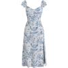 imageCIDER Toile de Jouy Ruffle Trim Slit Midi DressBlue