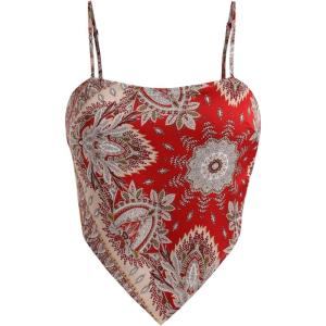 CIDER Boho Paisley Bowknot Crop Tank Top(Multicolor)