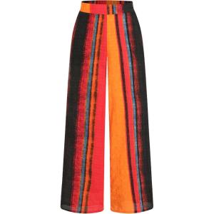 CIDER Striped Elastic Waist Wide Leg Trousers(Red)