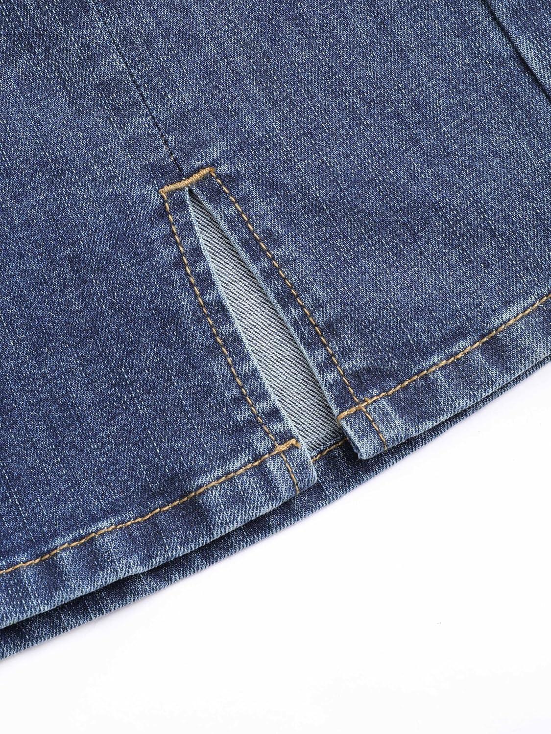 imageCIDER Denim Solid High Waist Split Mini SkirtDenim