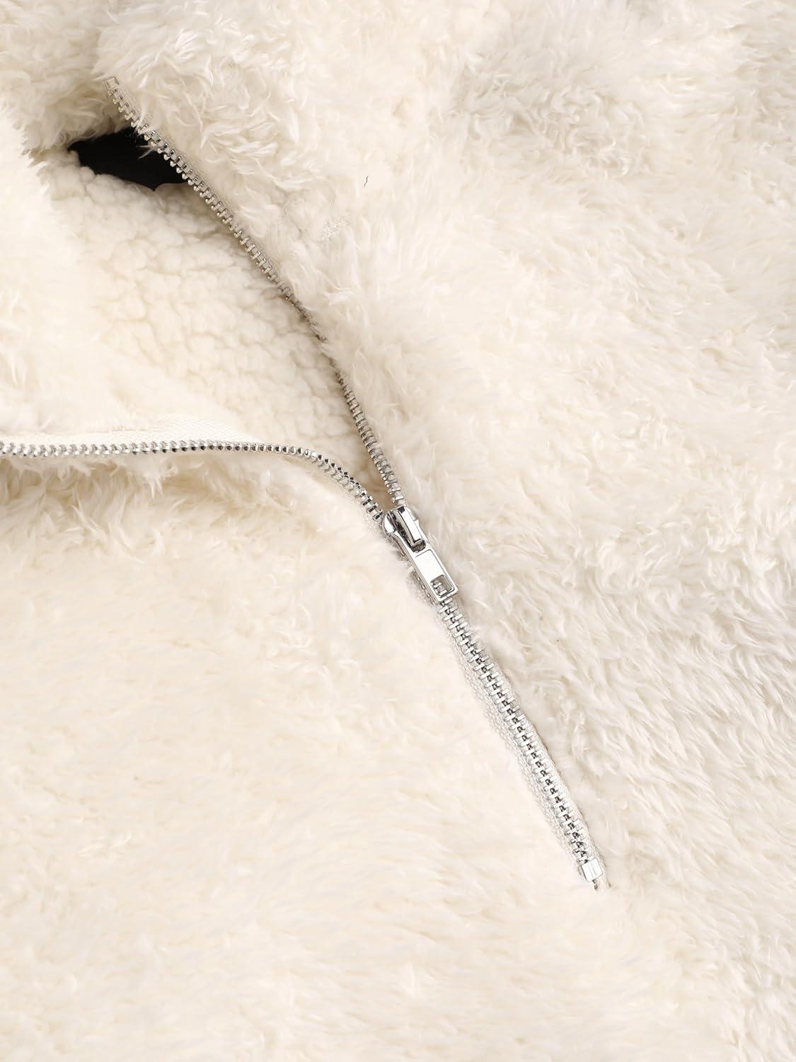 imageCIDER Fleece Stand Collar Solid Pocket SweatshirtBeige