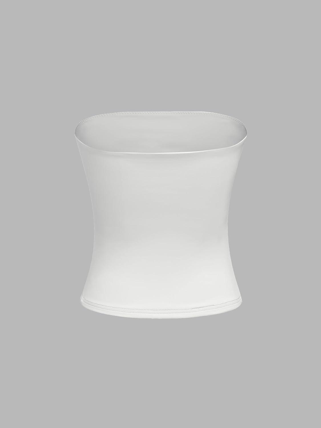 imageCIDER High Stretch Double Layered Strapless Solid Tube TopWhite