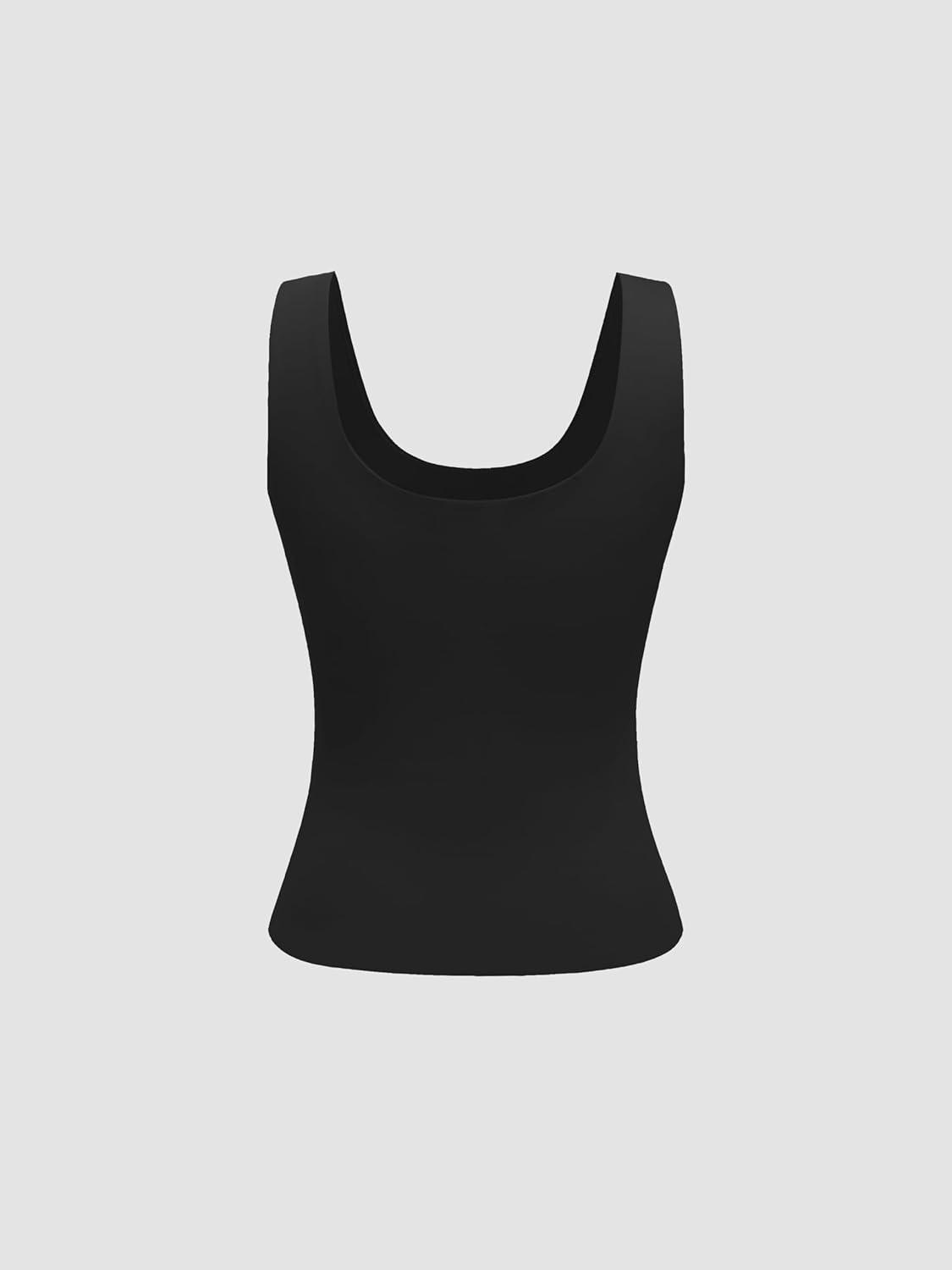 imageCIDER High Stretch Double Layered UNeck Solid Tank TopBlack