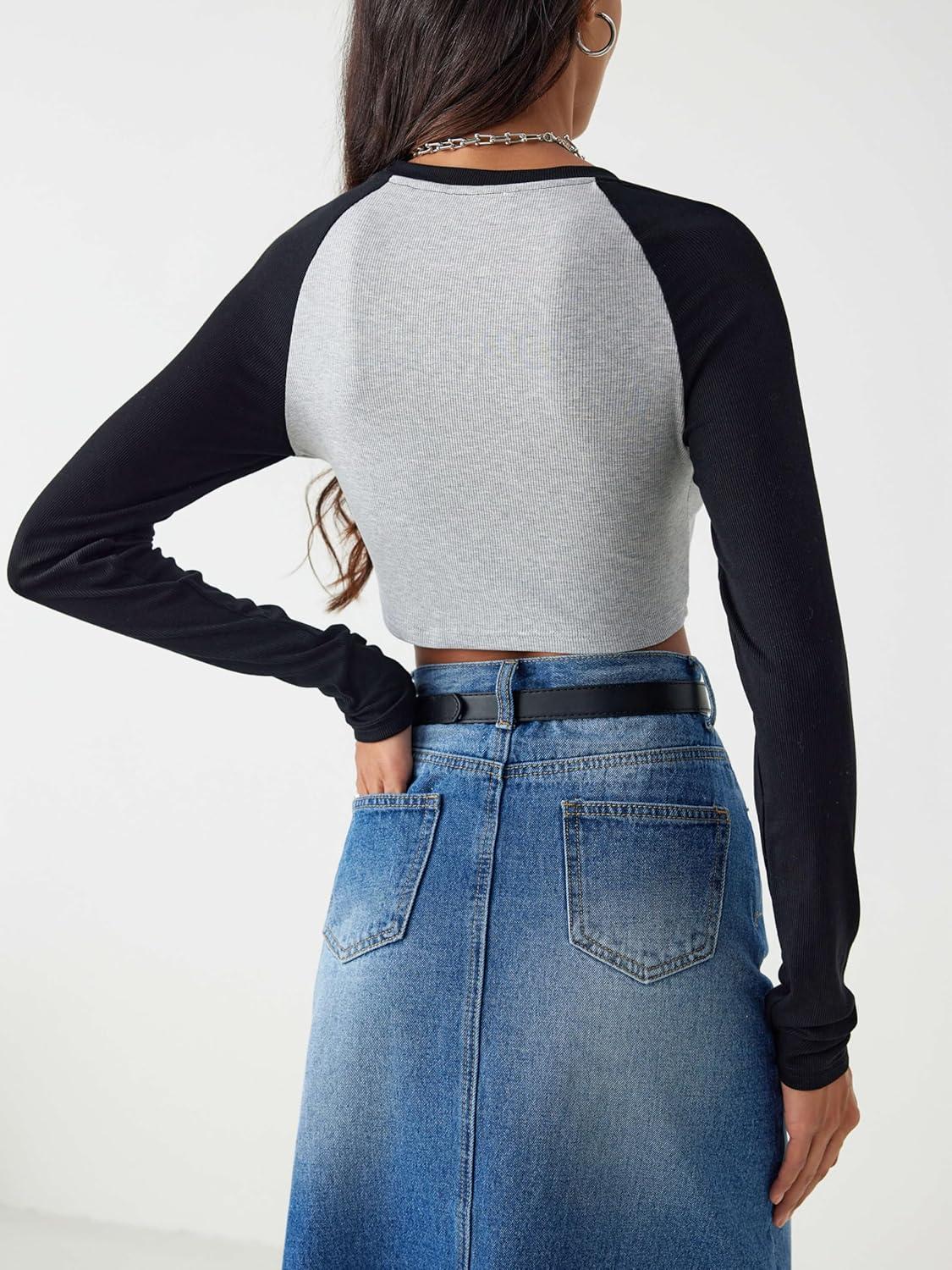 imageCIDER Jersey Raglan Sleeve Crop TeeLight Grey