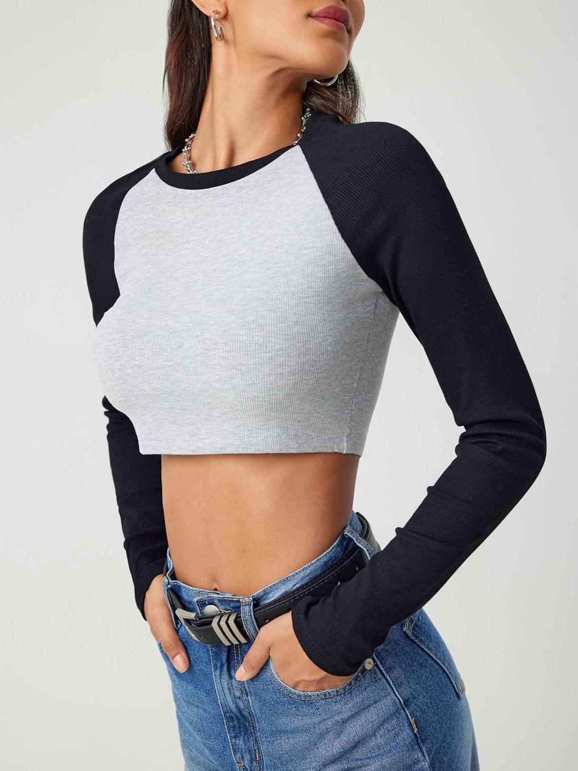 imageCIDER Jersey Raglan Sleeve Crop TeeLight Grey
