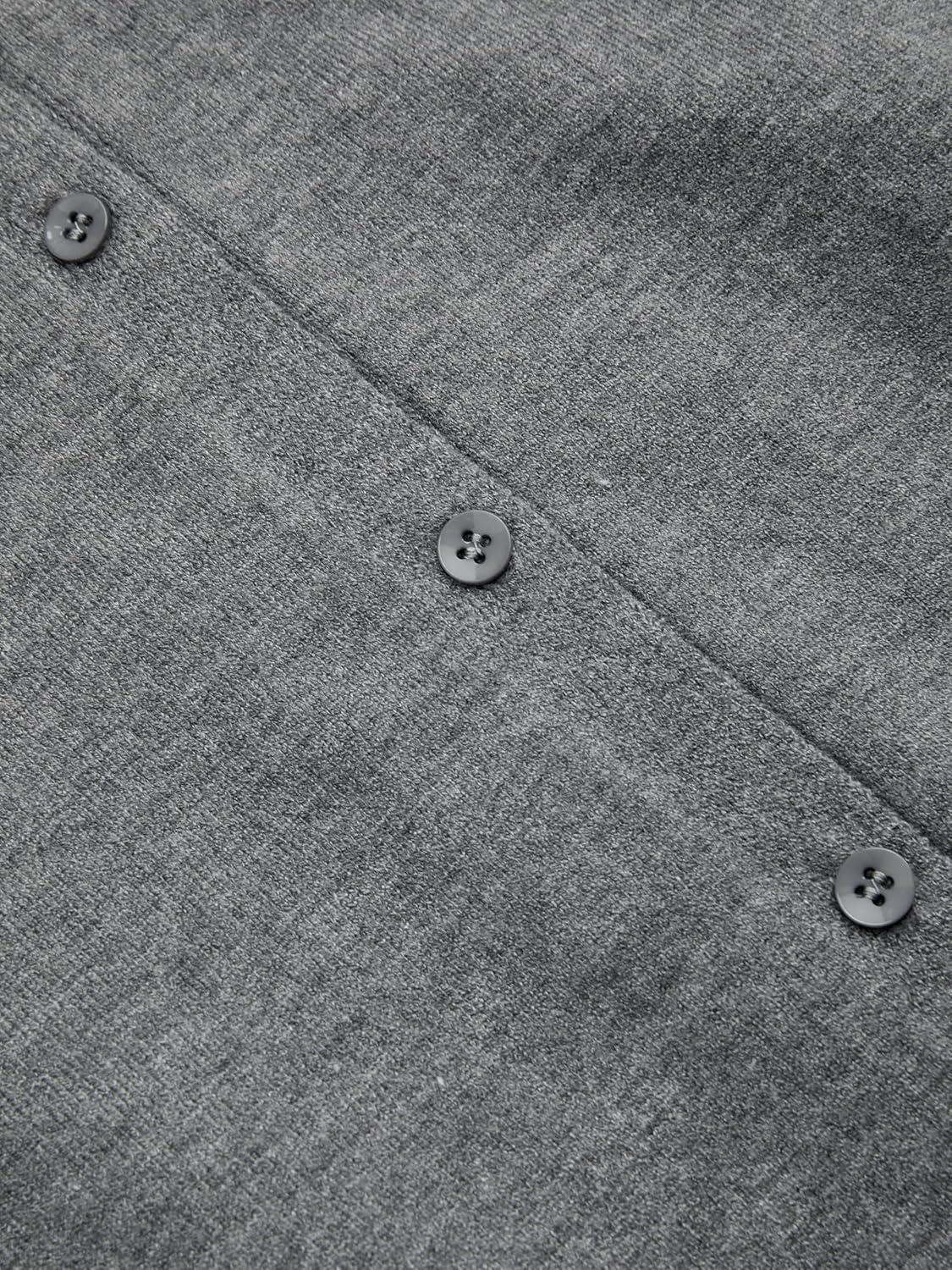 imageCIDER Knit Round Neckline Solid Button CardiganGrey